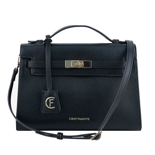 CRISTINAEFFE Black Faux Leather Women Shoulder Bag