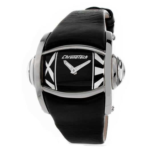 Chronotech Black Leather Dress Watch