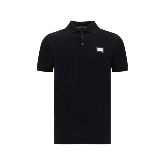 Dolce & Gabbana Black Cotton Polo Shirt