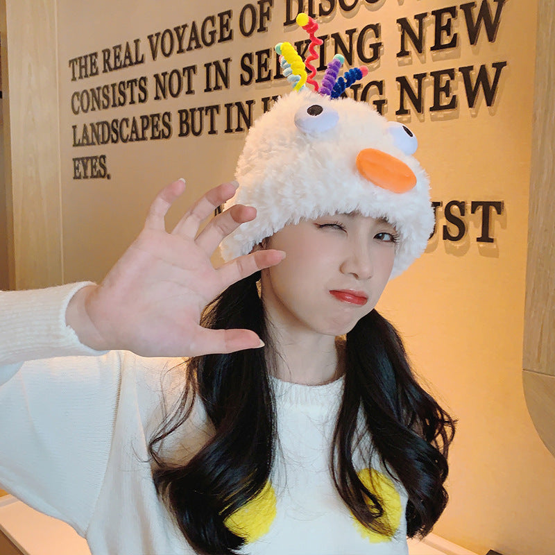 Casual Cute Sleeve Cap Warm, Comfortable And Breathable Plush Bonnet