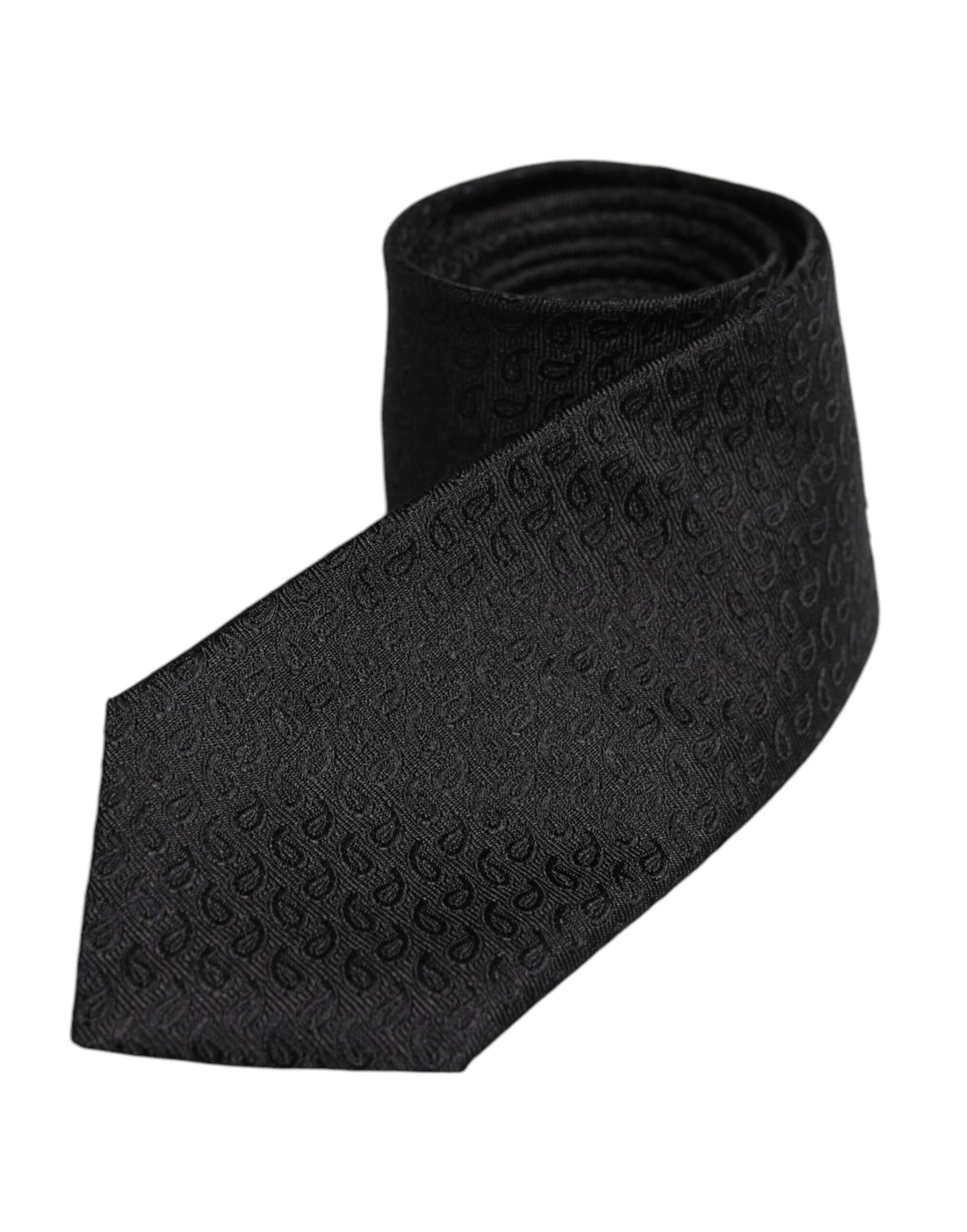 Dolce & Gabbana Black Patterned Silk Adjustable Necktie Tie
