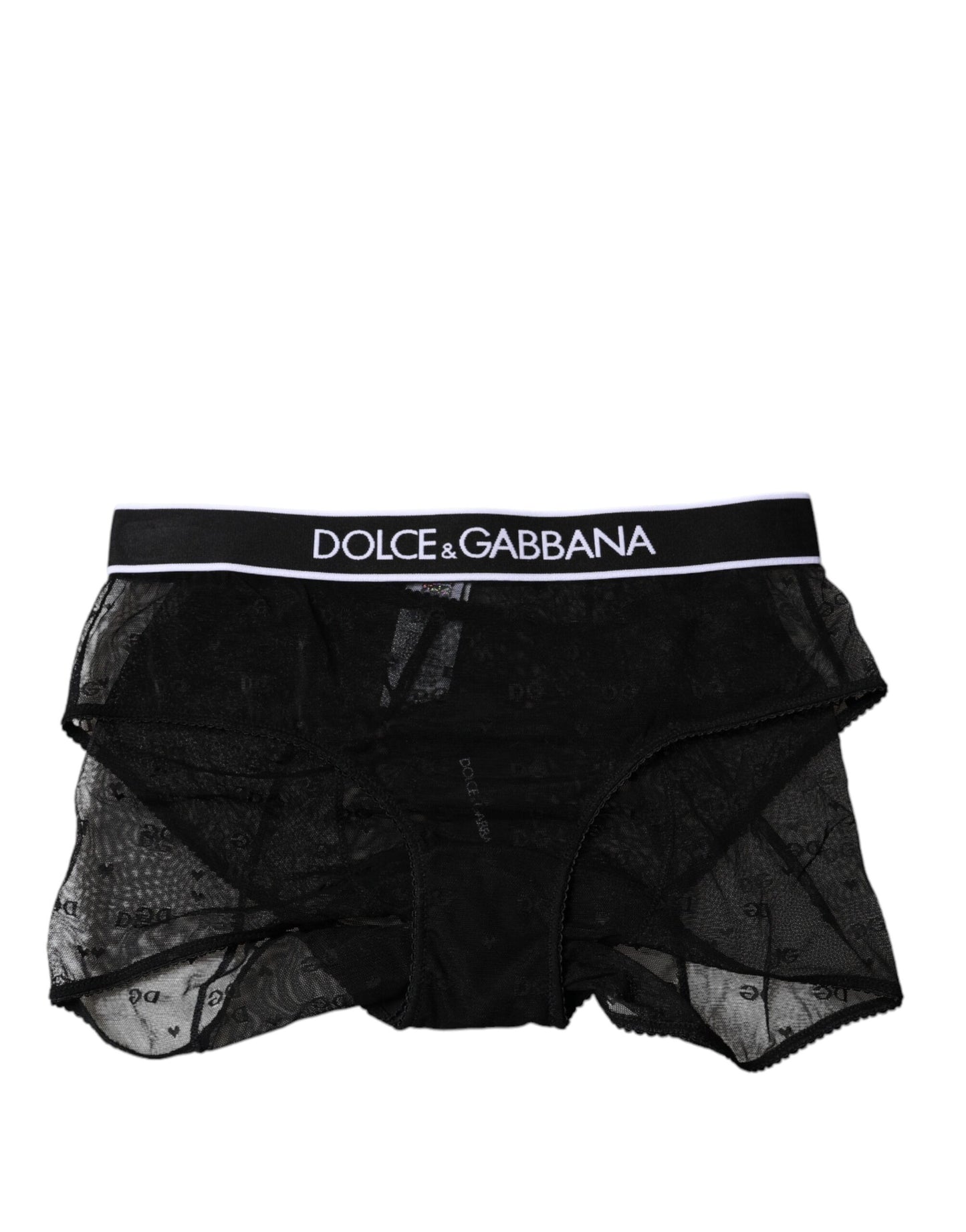 Dolce & Gabbana Black Tulle Nylon Mid Waist Panty Underwear