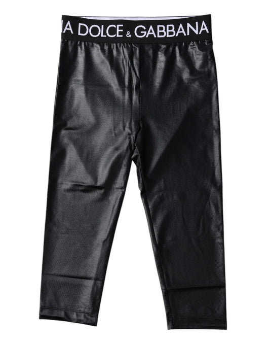 Dolce & Gabbana Black Logo Nylon Cropped Tights Pants Underwear