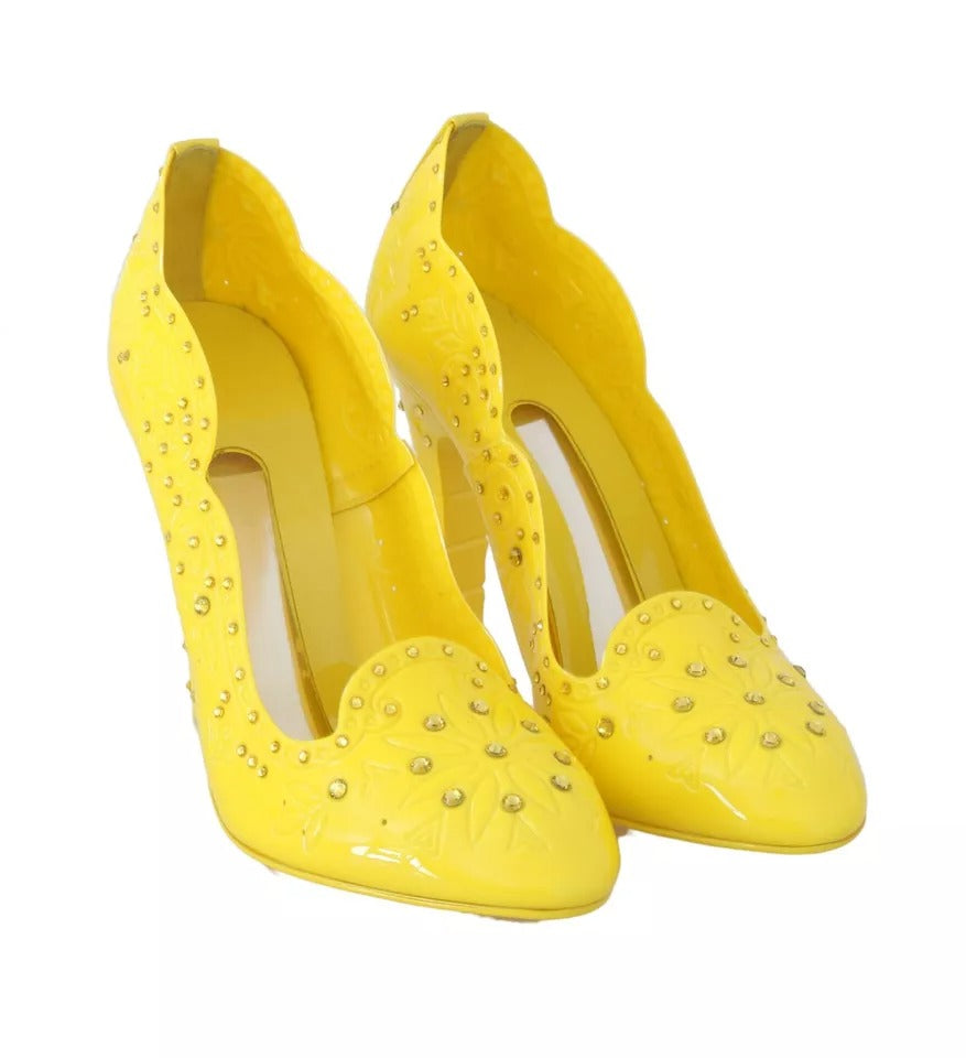 Dolce & Gabbana Yellow Crystal Heels CINDERELLA Shoes