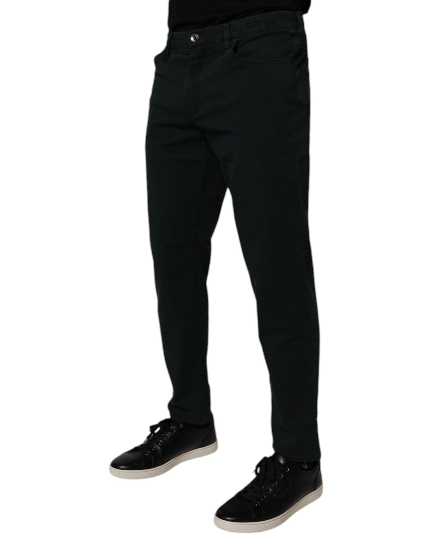 Dolce & Gabbana Dark Green Cotton Loose Men Denim Jeans