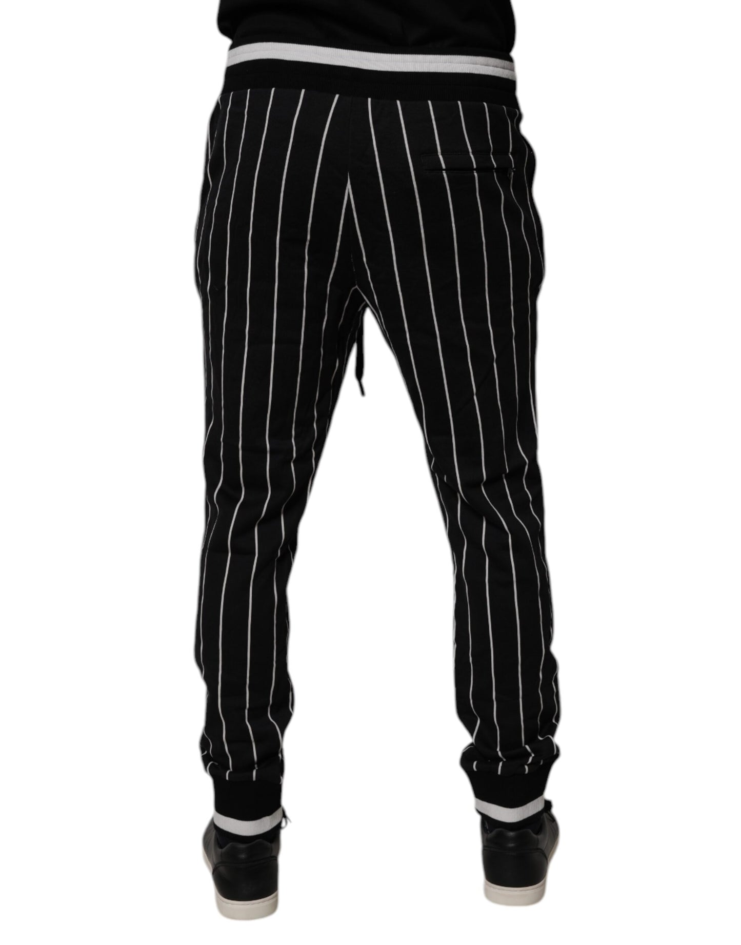 Dolce & Gabbana Black White Stripes Jogger Sweatpants Pants