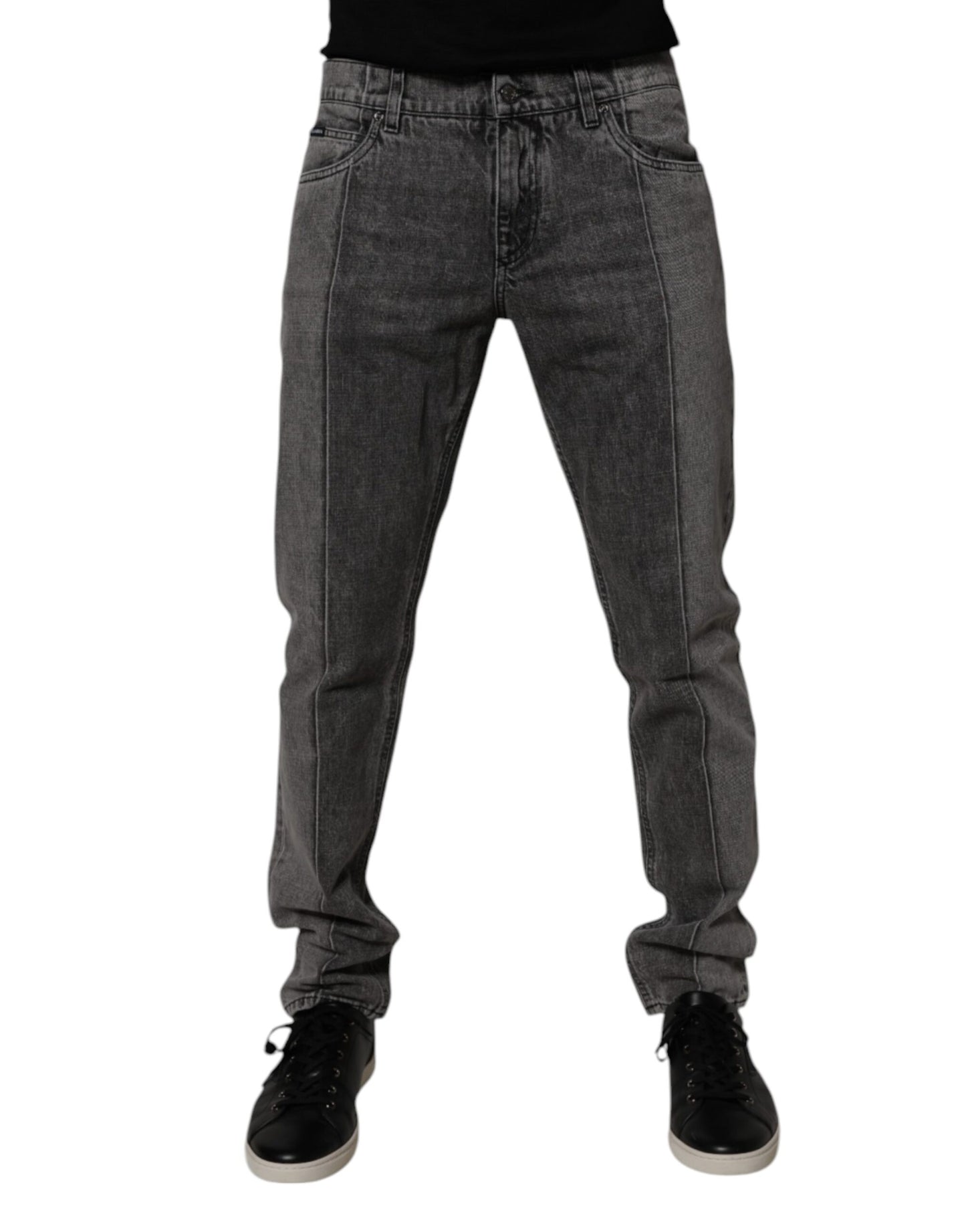 Dolce & Gabbana Two Tone Gray Cotton Denim Jeans