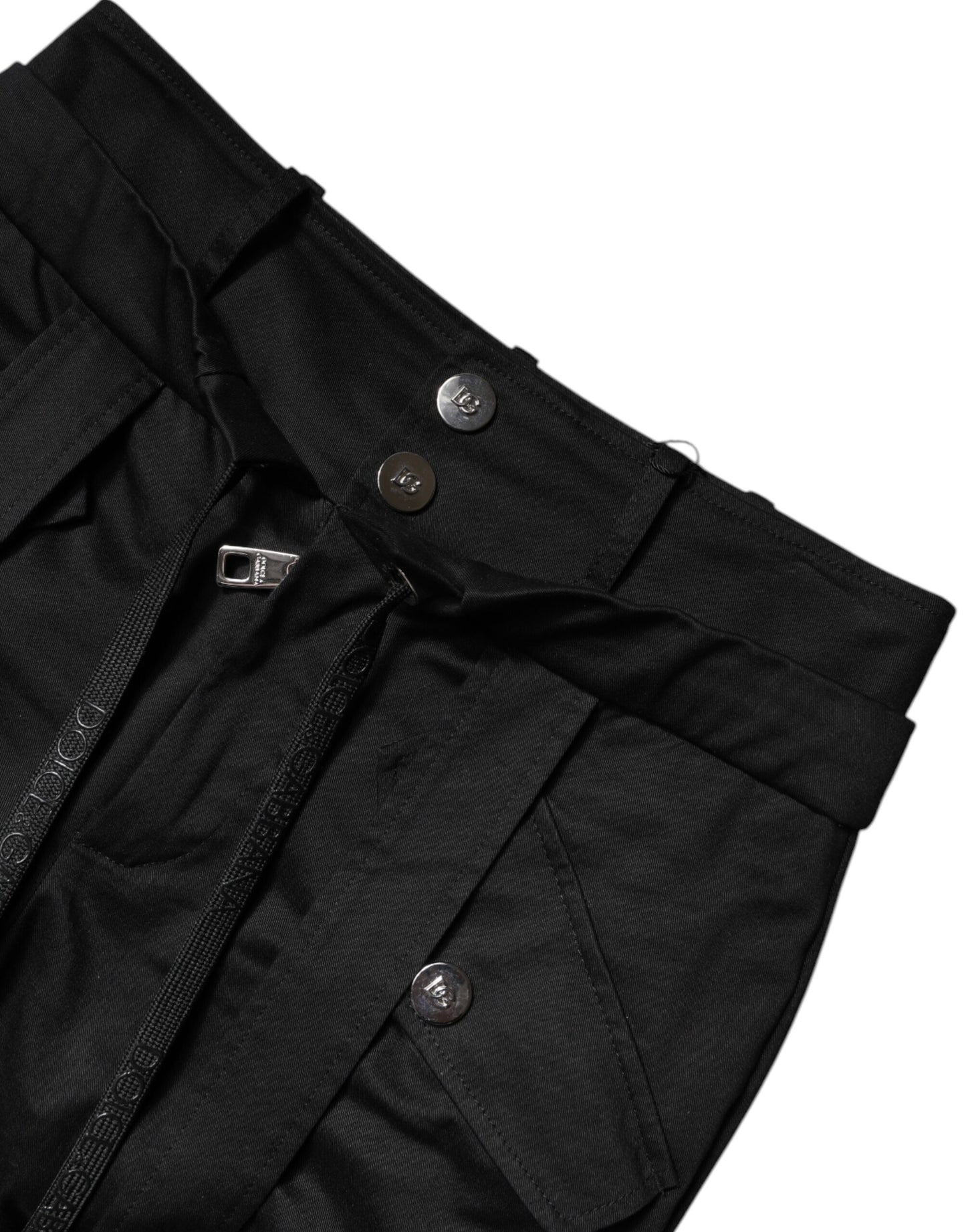 Dolce & Gabbana Black Cotton High Waist Cargo Pants