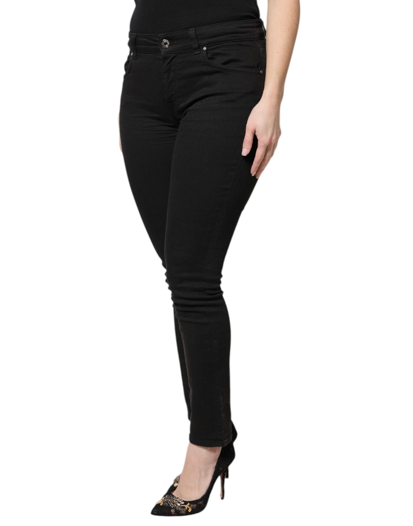 Dolce & Gabbana Black Cotton High Waist Skinny Denim Jeans