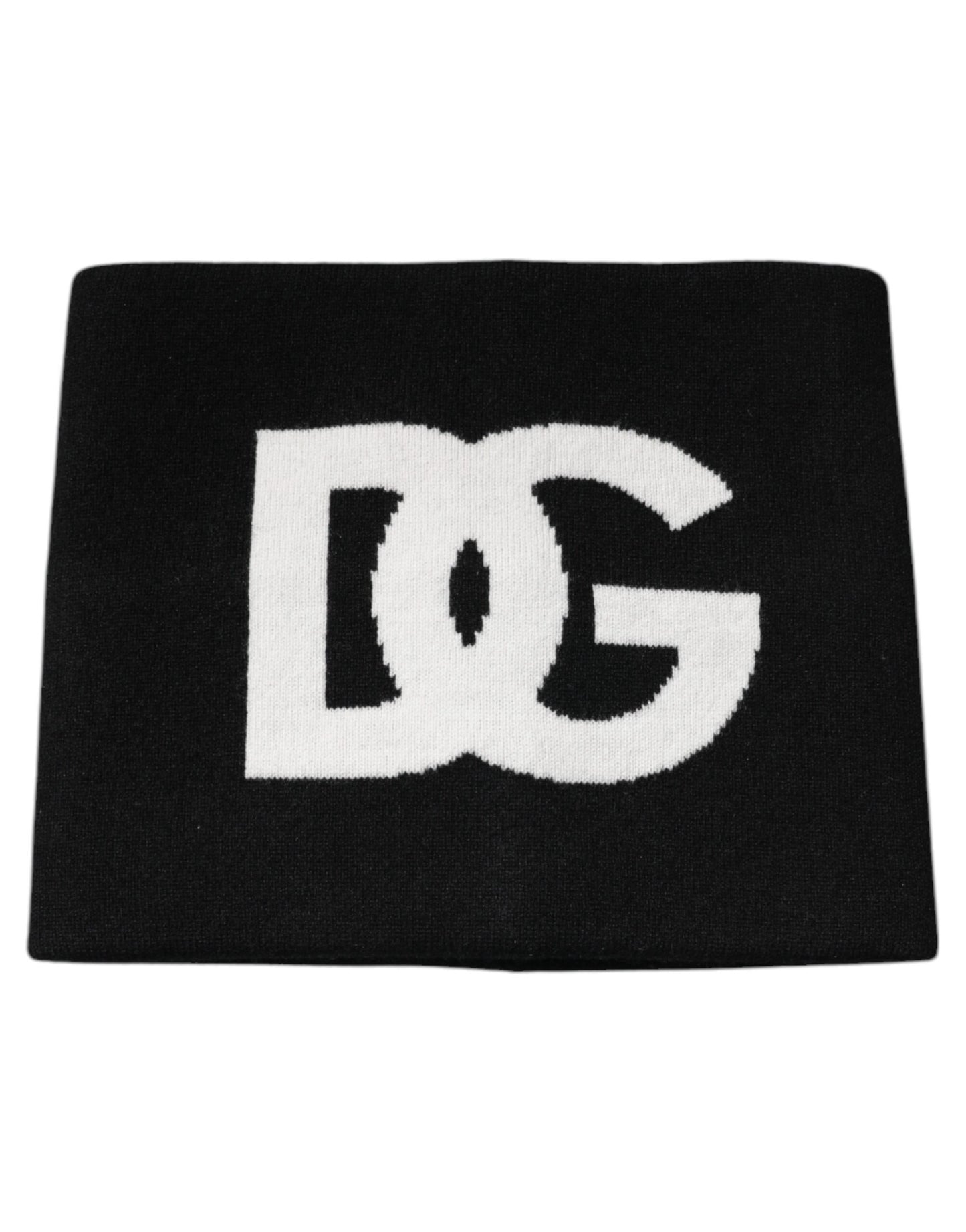 Dolce & Gabbana Black Cashmere DG Logo Square Handkerchief Scarf