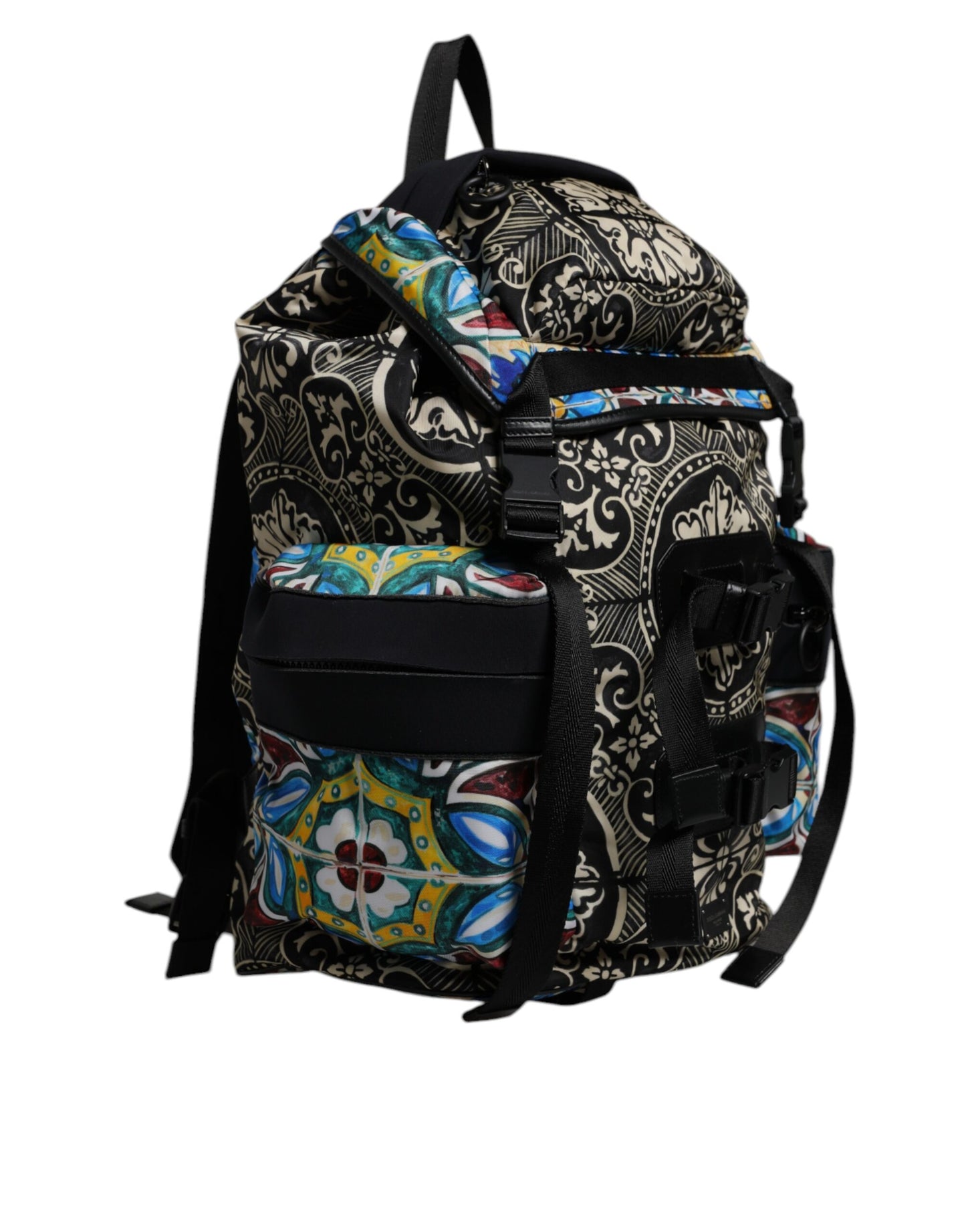 Dolce & Gabbana Multicolor Maiolica Print Nylon Backpack Bag