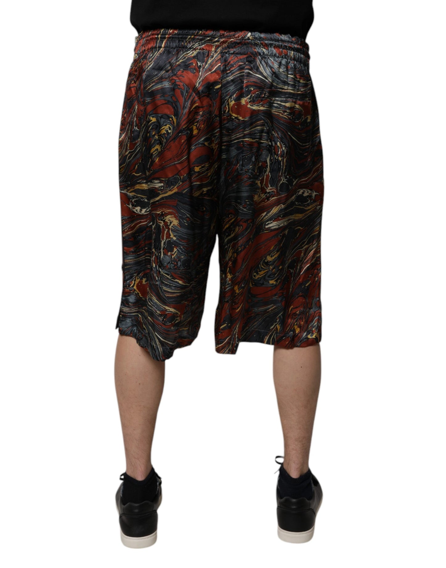 Dolce & Gabbana Multicolor Marble Print Trouser Bermuda Shorts