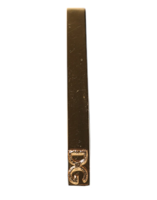 Dolce & Gabbana Gold Tone Brass Logo Branded Tie Clip Bar