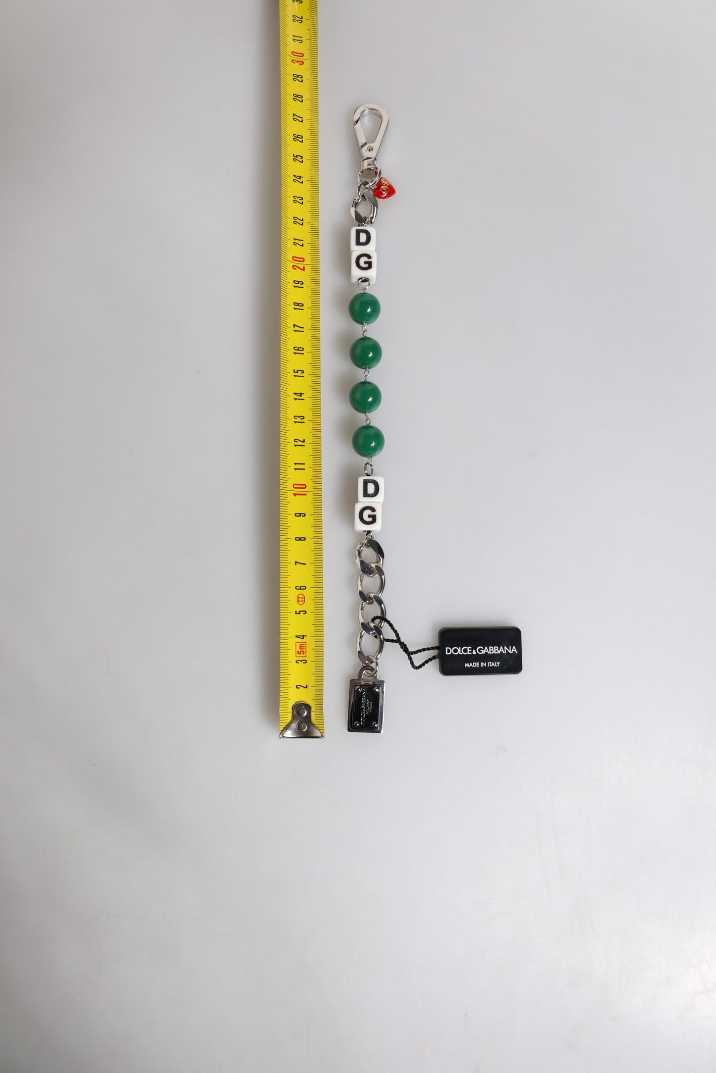 Dolce & Gabbana Silver Tone Brass Bead Dice Logo Embellish Charm Bracelet