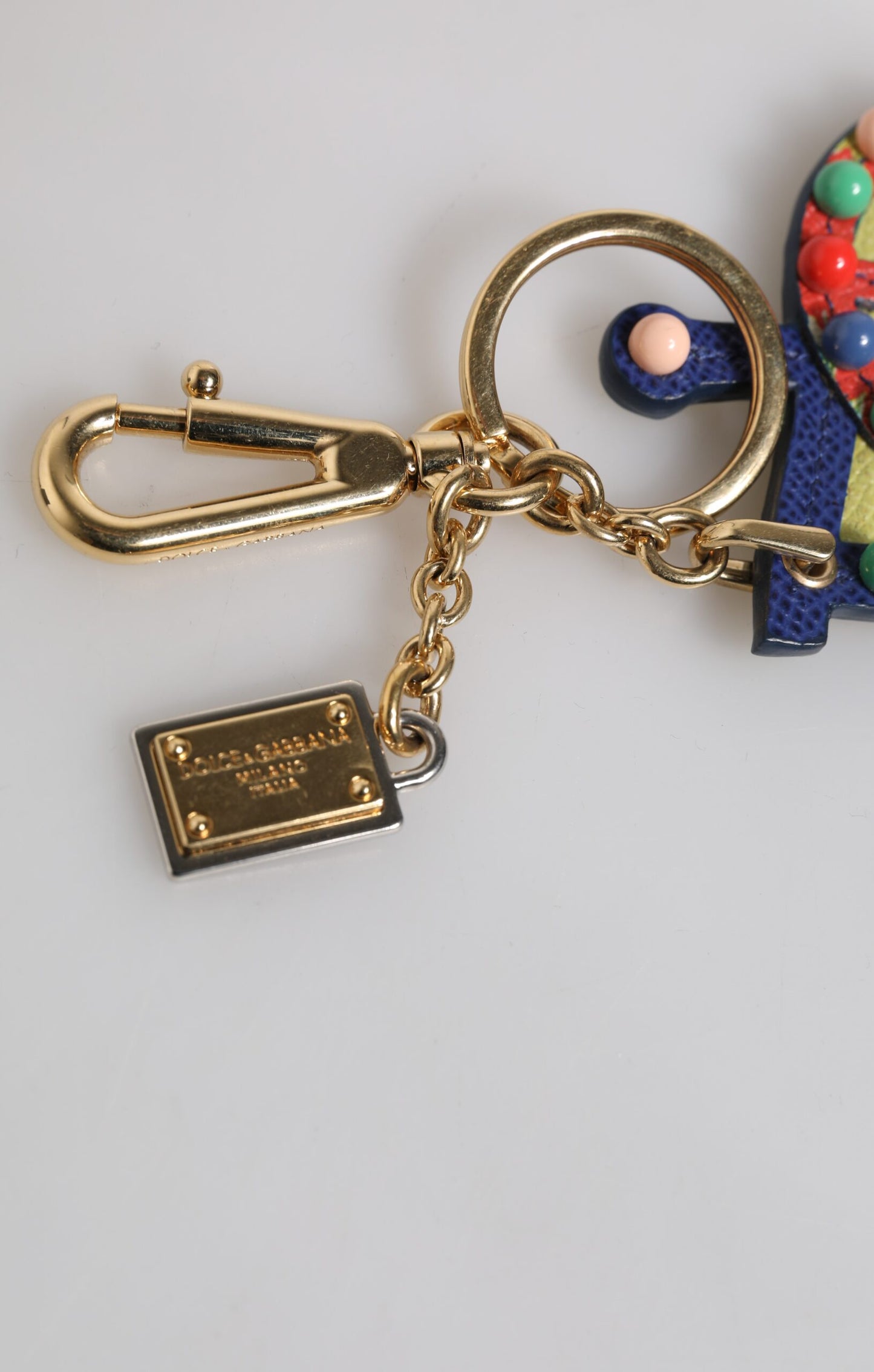 Dolce & Gabbana Multicolor Gold Tone Carretto Keychain Keyring