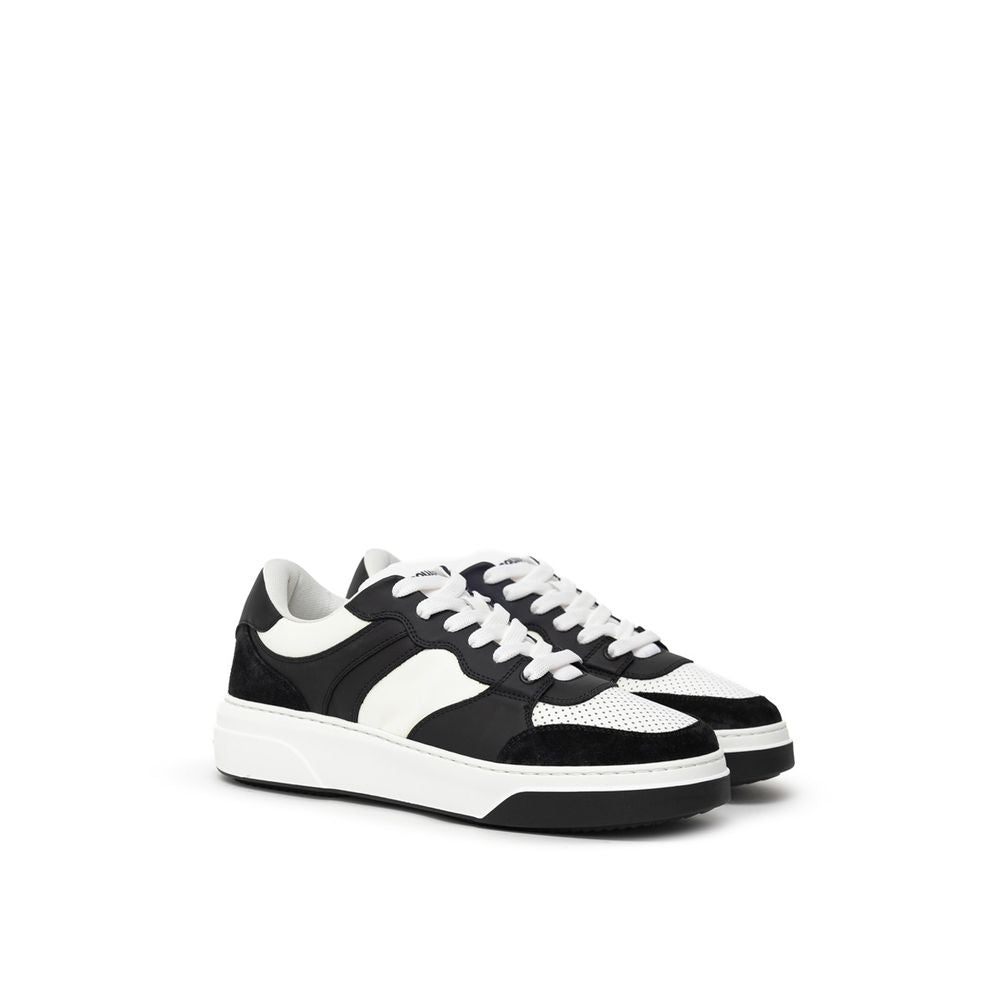 Dsquared² Black And White Leather Athletic Sneakers