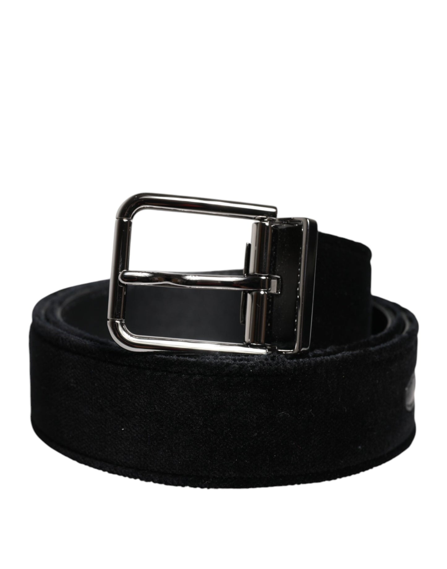 Dolce & Gabbana Black Cotton Silver Tone Metal Buckle Belt