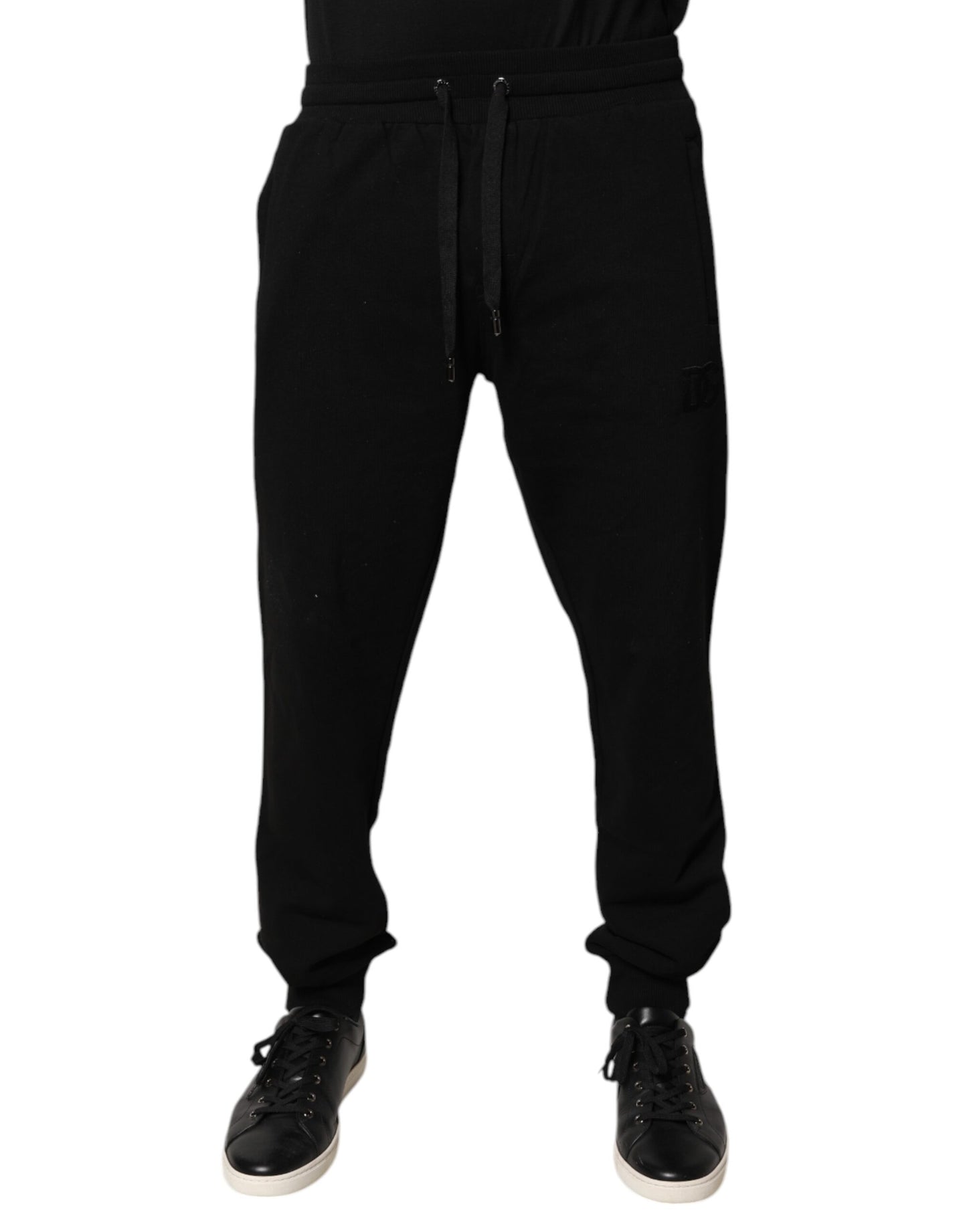Dolce & Gabbana Black Cotton Mid Waist Jogger Sweatpants Pants