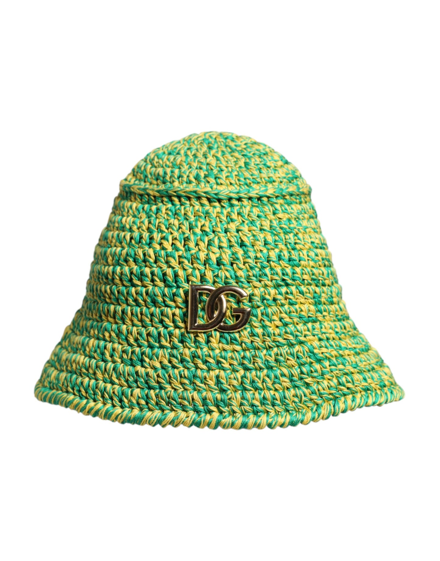 Dolce & Gabbana Green Cotton Crochet DG Logo Bucket Hat