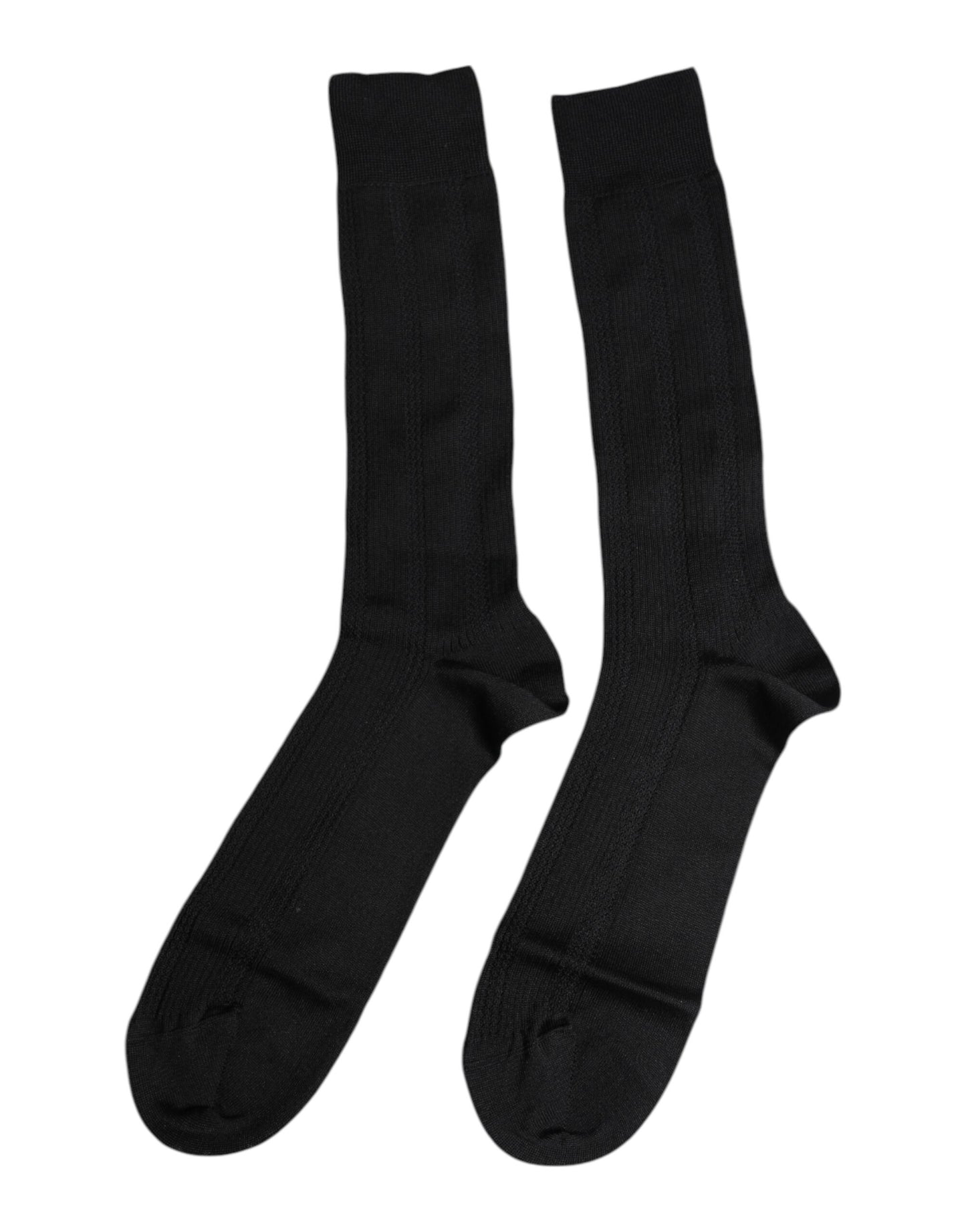 Dolce & Gabbana Black Stretch Logo Mid Calf Men Socks