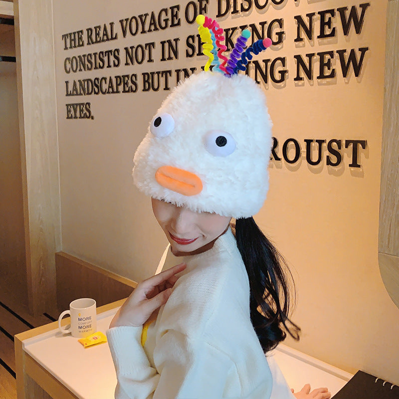 Casual Cute Sleeve Cap Warm, Comfortable And Breathable Plush Bonnet