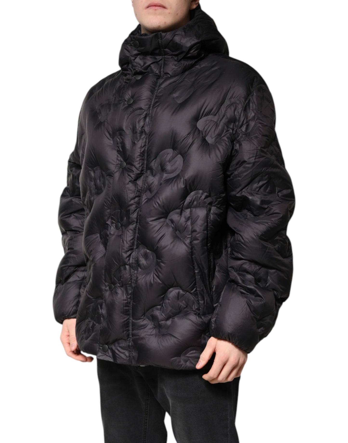 Dolce & Gabbana Black Hooded Parka Coat Winter Jacket