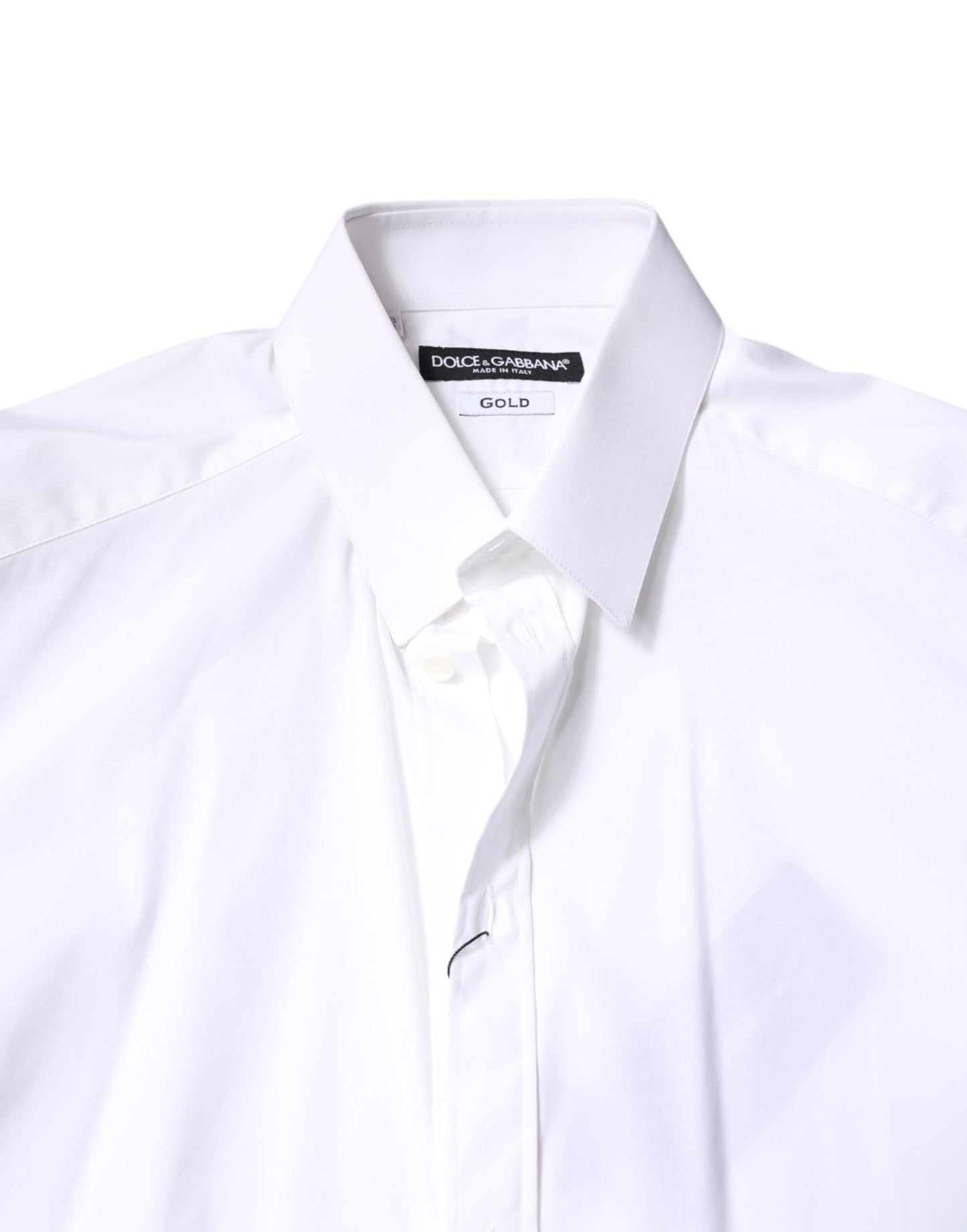 Dolce & Gabbana White Cotton GOLD Dress Formal Collared Shirt
