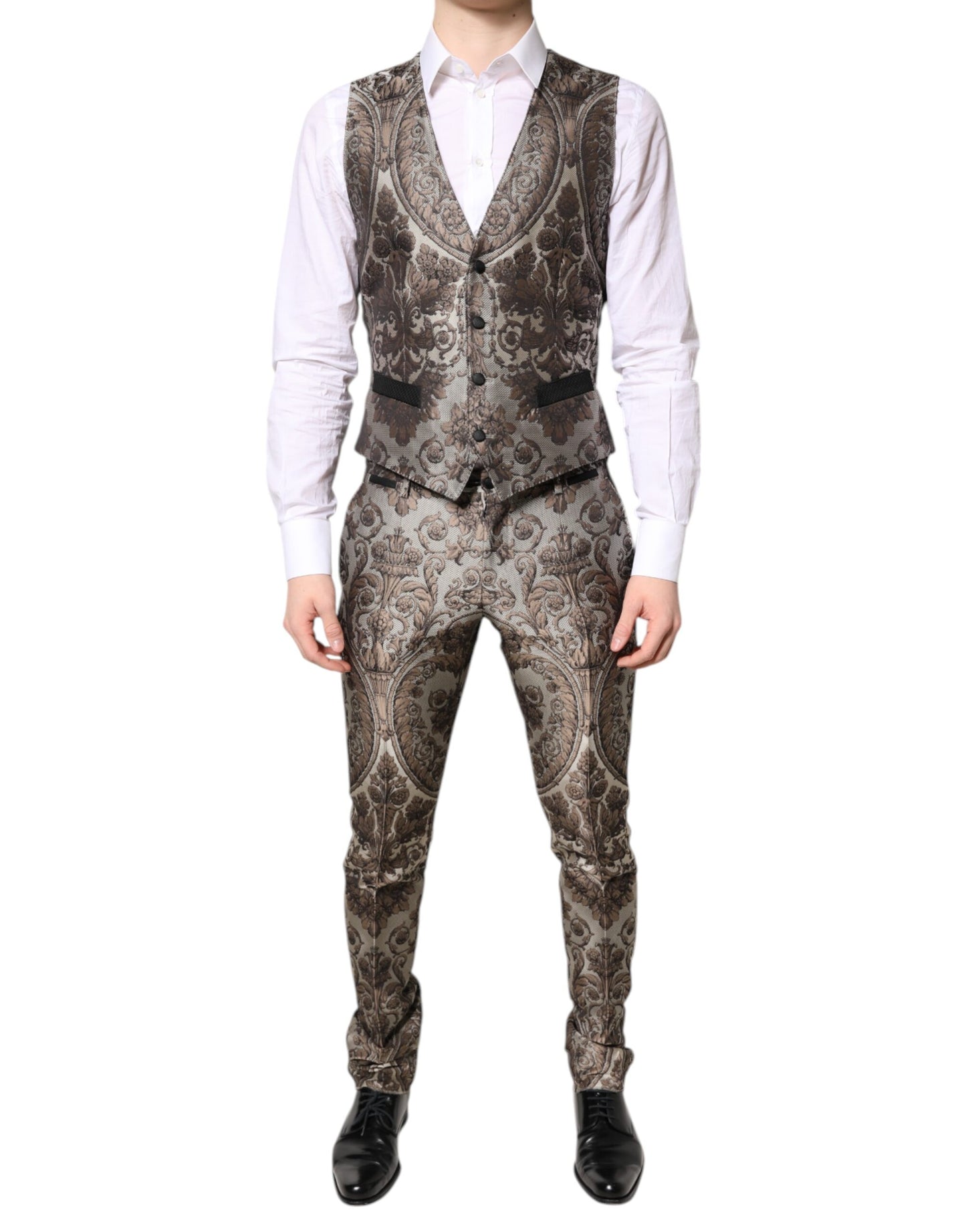 Dolce & Gabbana Multicolor Jacquard Single Breasted 3 Piece Suit