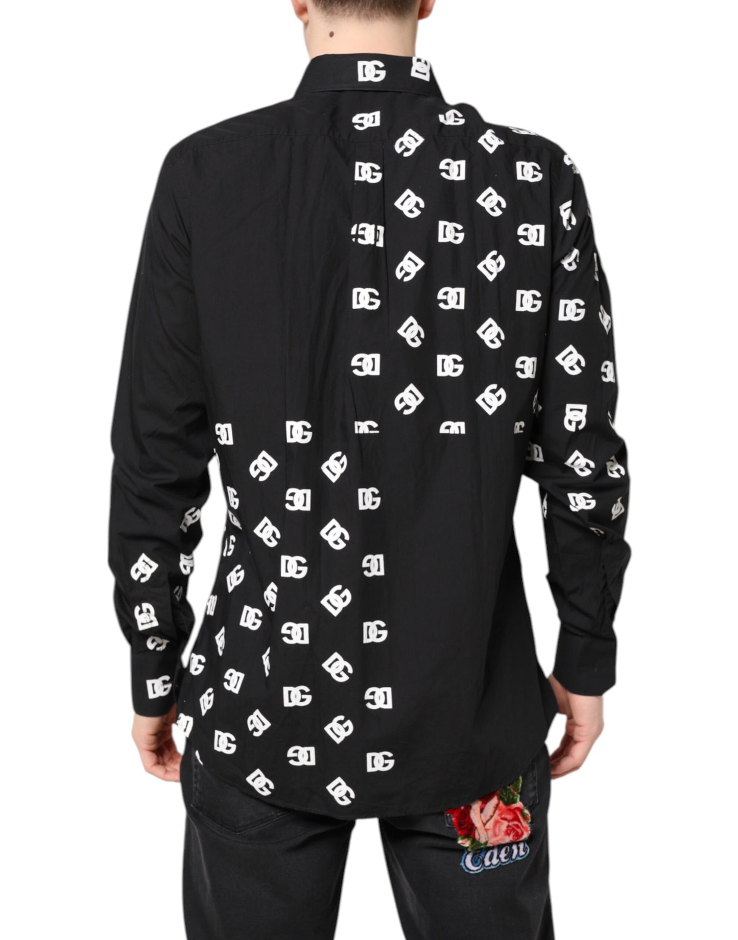 Dolce & Gabbana Black DG Logo Cotton MARTINI Dress Shirt