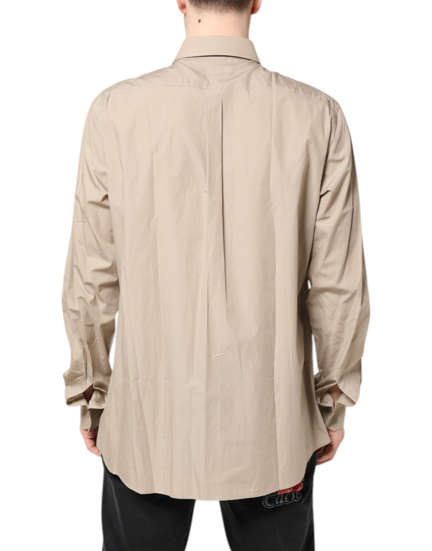 Dolce & Gabbana Beige Pin Up Print MARTINI Men Casual Shirt