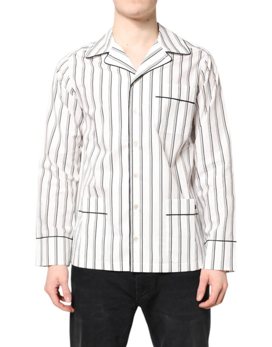 Dolce & Gabbana White Stripes Lounge Pajama Sleepwear Shirt