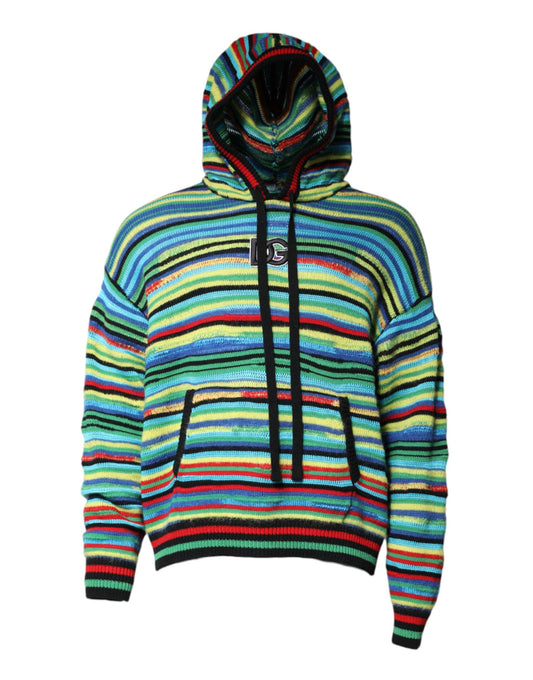 Dolce & Gabbana Multicolor Cotton Hooded Pullover Sweater