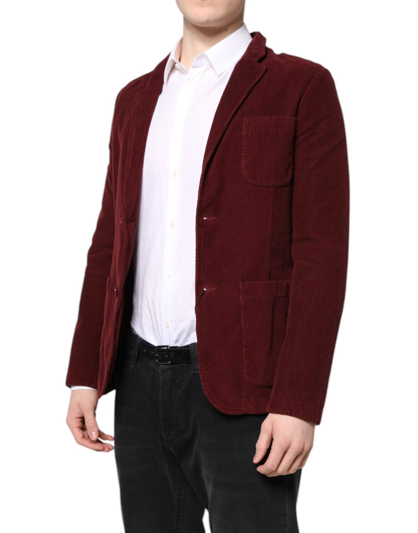 GF Ferre Maroon Corduroy Regular Fit Men Coat Blazer Jacket