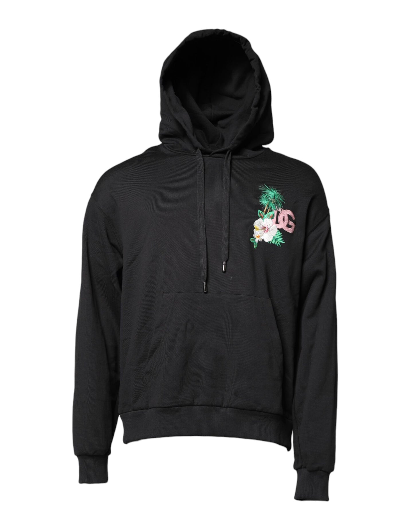 Dolce & Gabbana Black Embroidery Hooded Sweatshirt Sweater