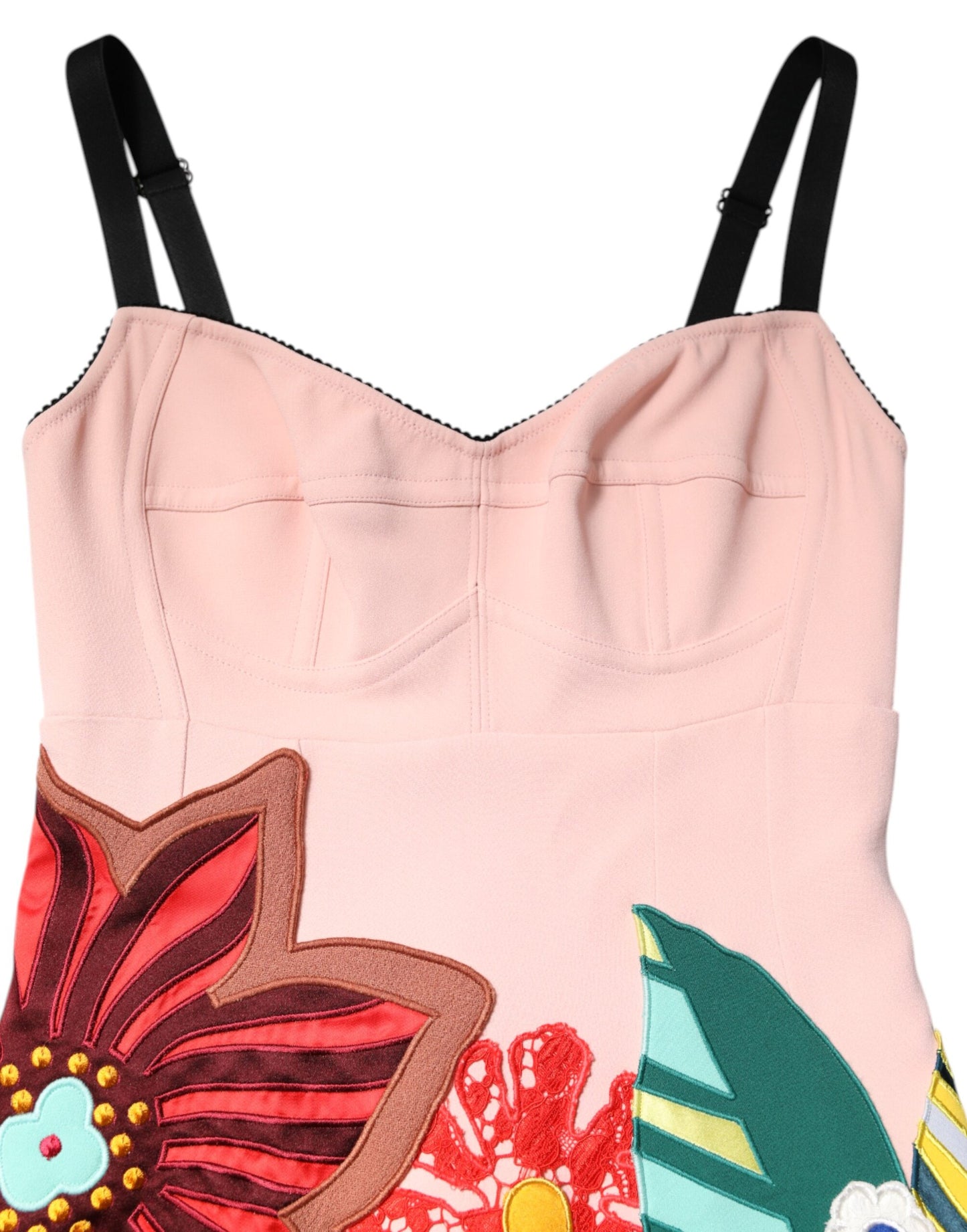 Dolce & Gabbana Pink Floral Print Spaghetti Strap Mini Dress