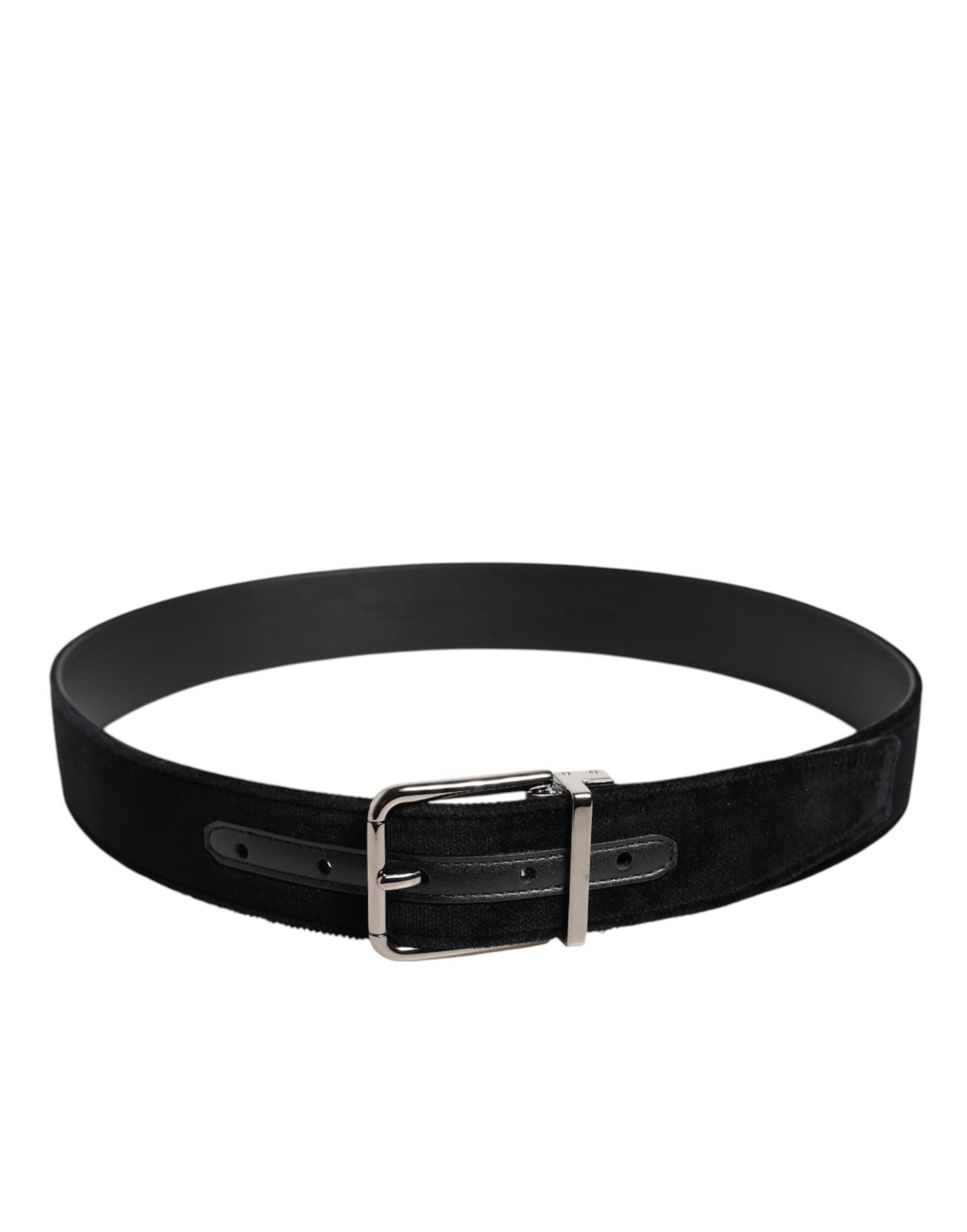 Dolce & Gabbana Black Cotton Silver Metal Buckle Belt
