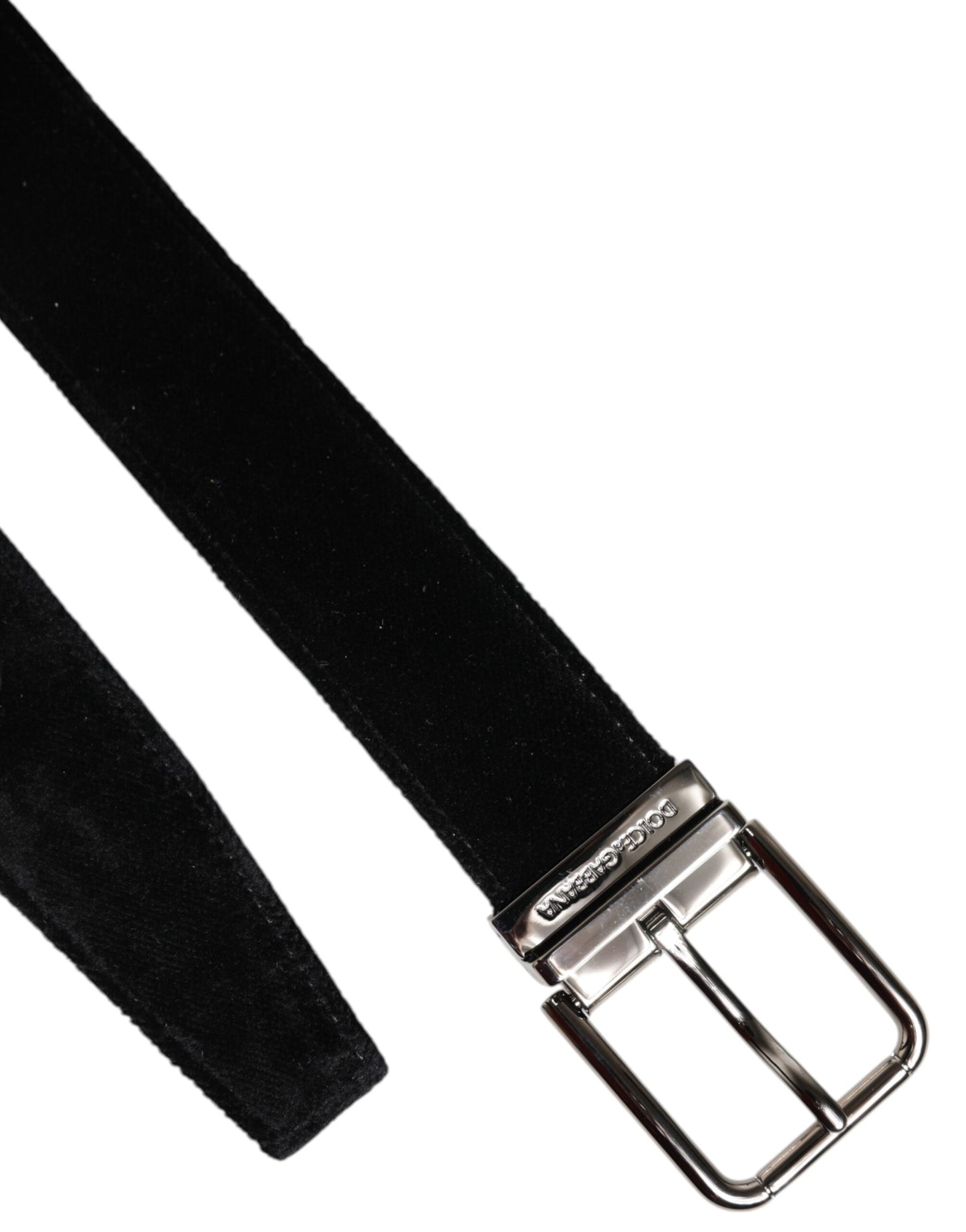 Dolce & Gabbana Black Cotton Silver Metal Buckle Belt