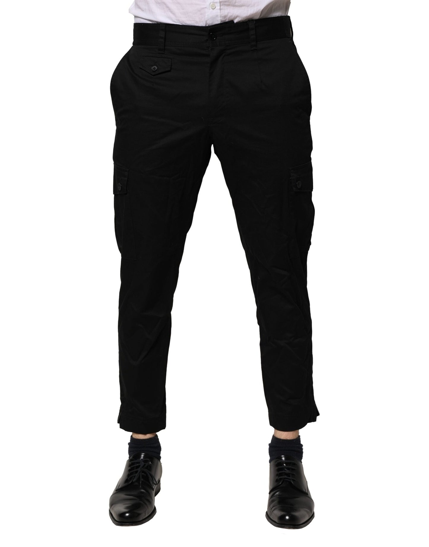 Dolce & Gabbana Black Cotton Dress Slim Formal Pants