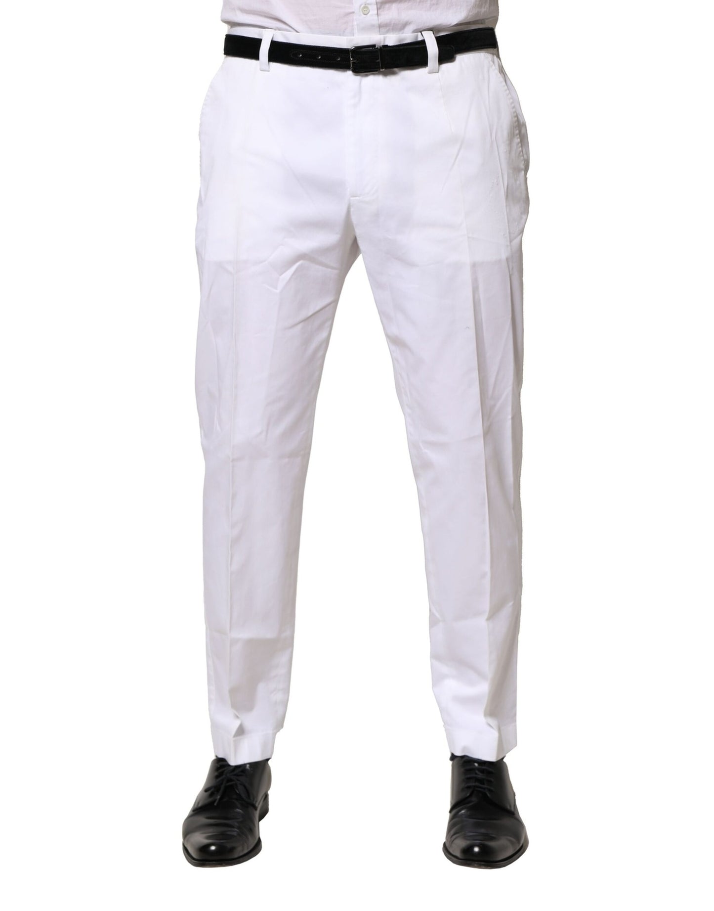Dolce & Gabbana White Cotton Dress Slim Formal Pants