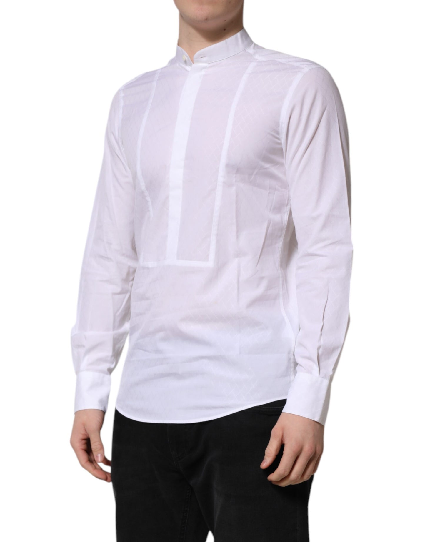 Dolce & Gabbana White Cotton Slim Long Sleeves Formal Shirt