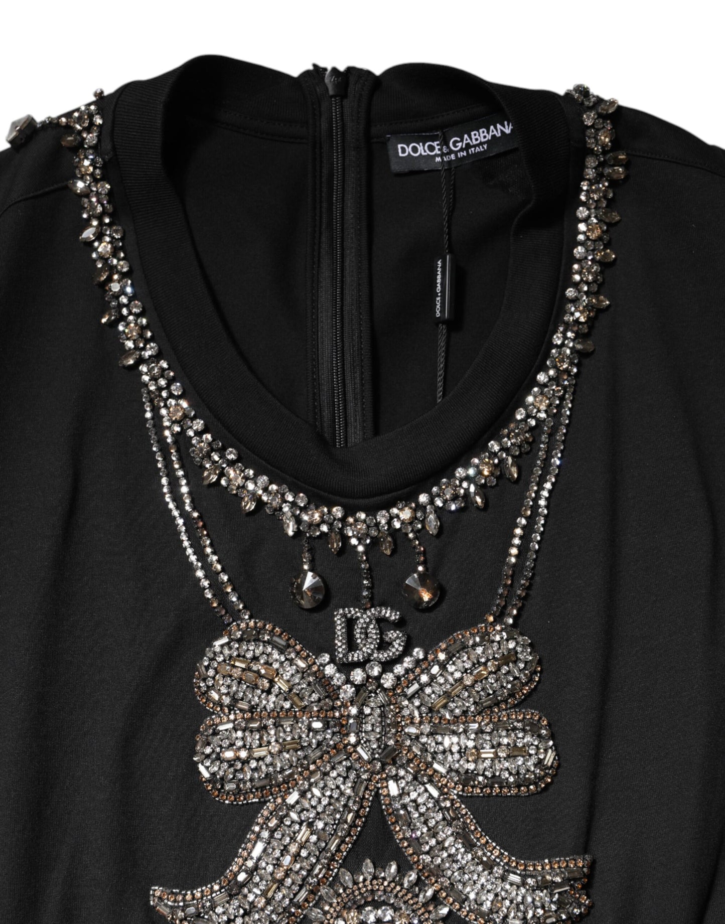 Dolce & Gabbana Black Cotton Rhinestone Embellished Tank Top