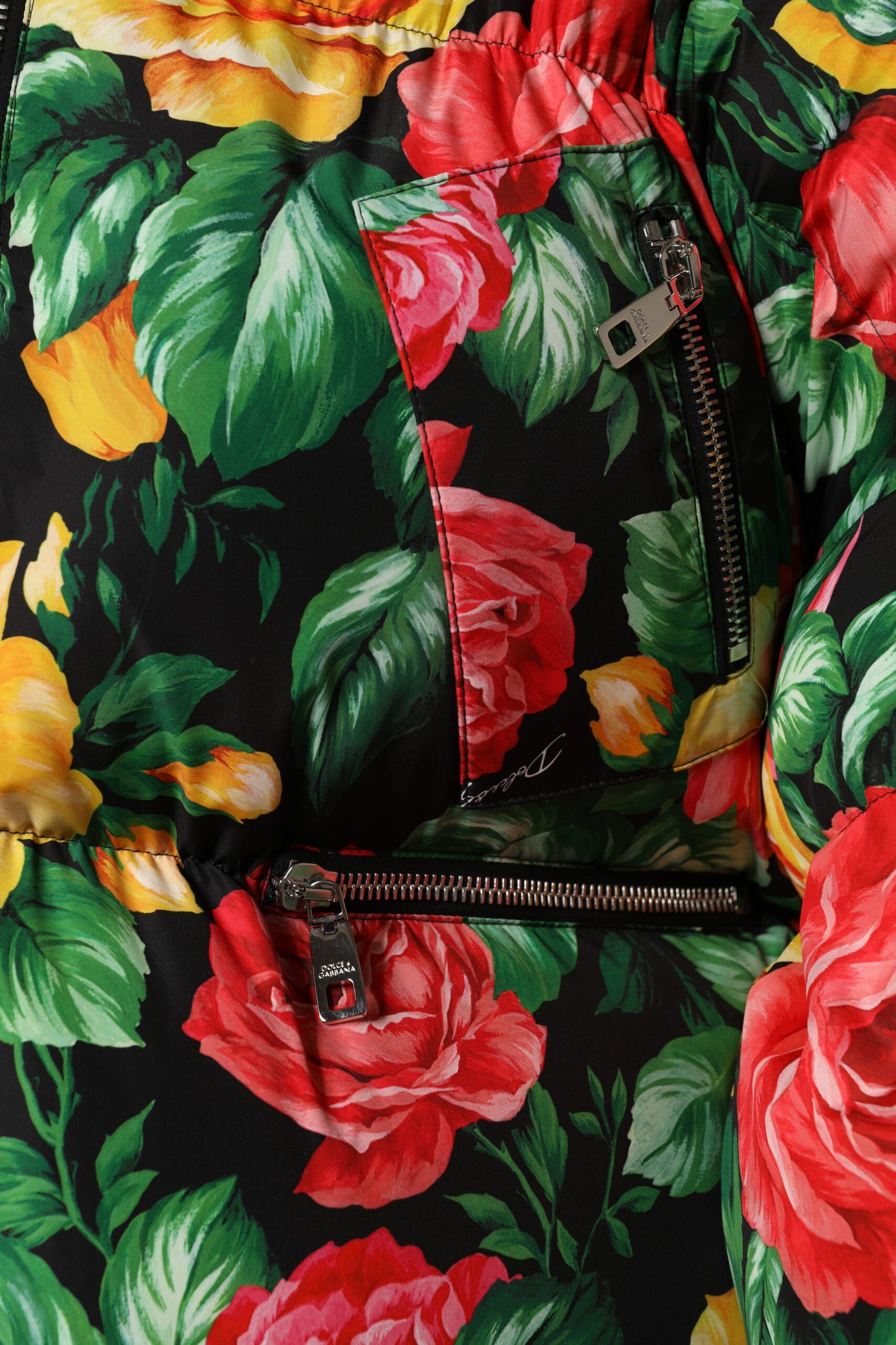 Dolce & Gabbana Multicolor Floral Puffer Hooded Jacket