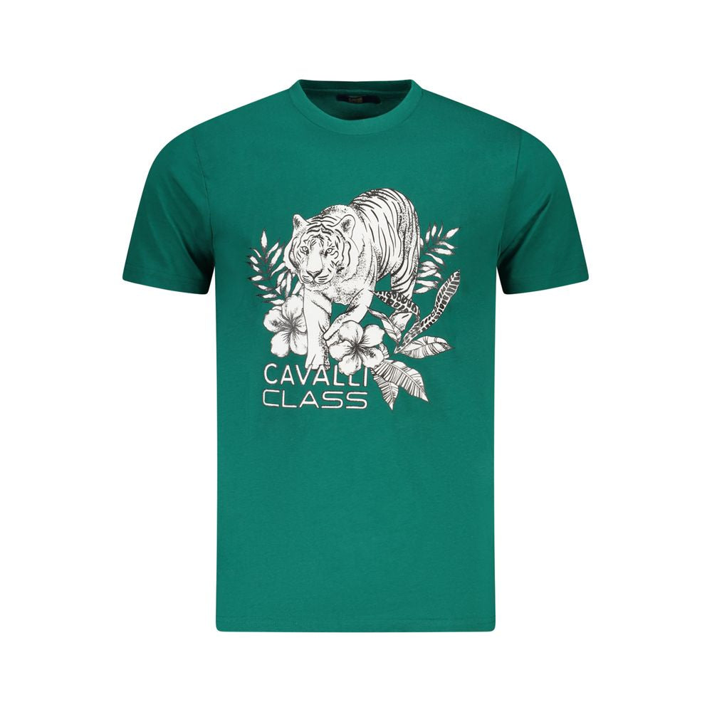 Cavalli Class Green Cotton T-Shirt