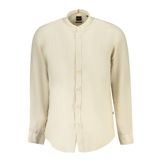 Hugo Boss Beige Linen Men Shirt