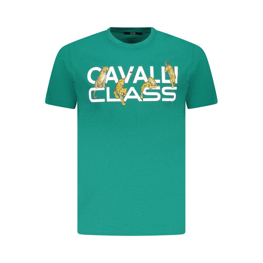 Cavalli Class Green Cotton T-Shirt