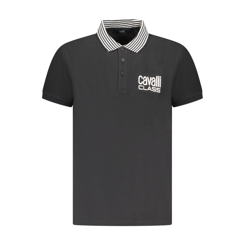 Cavalli Class Black Cotton Polo Shirt