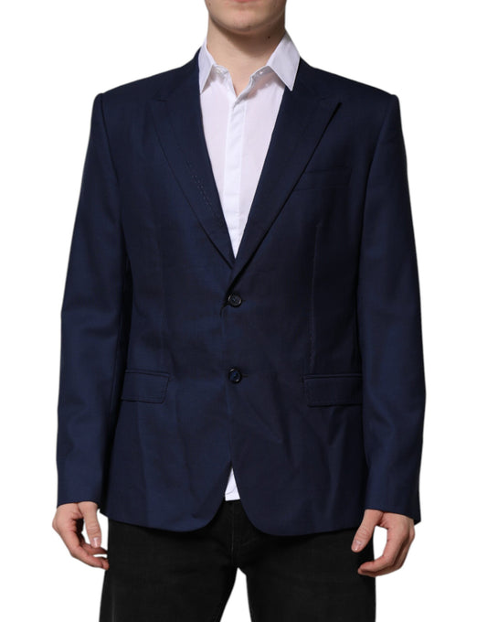 Dolce & Gabbana Blue Wool Single Breasted Suit Coat Blazer