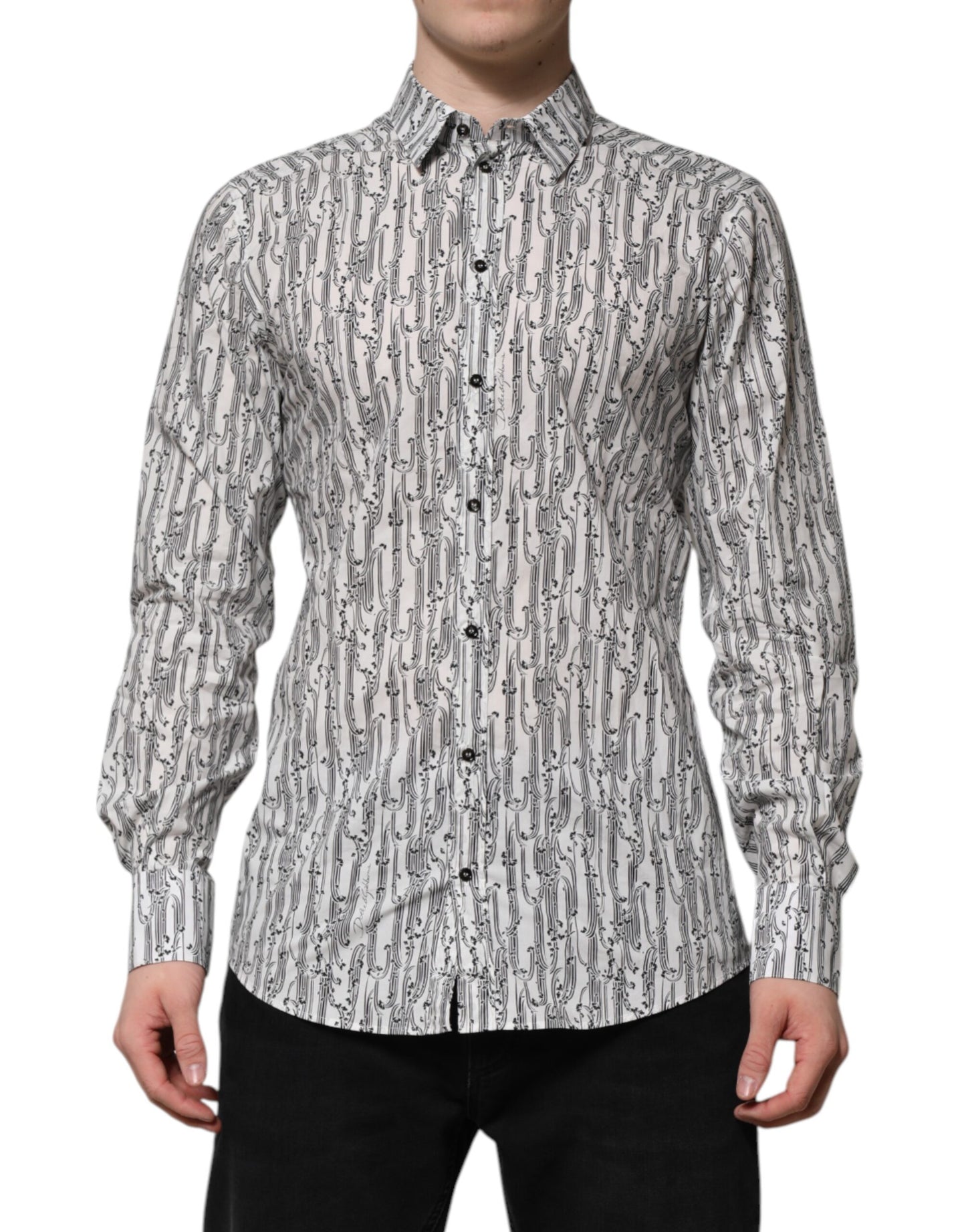 Dolce & Gabbana White Floral Print Casual Long Sleeves Shirt