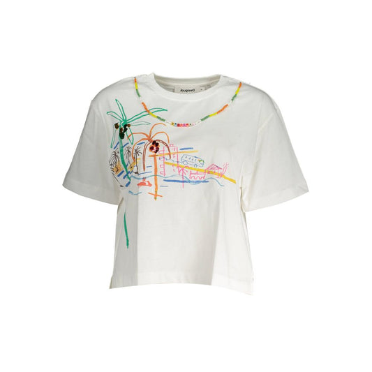 Desigual White Cotton T-Shirt
