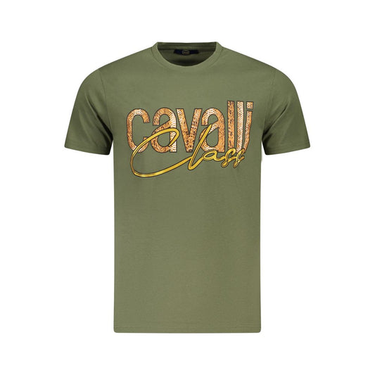 Cavalli Class Green Cotton T-Shirt